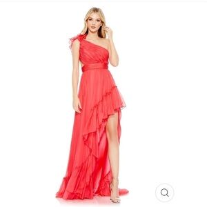 Mac Duggal Red One-Shoulder Maxi Dress